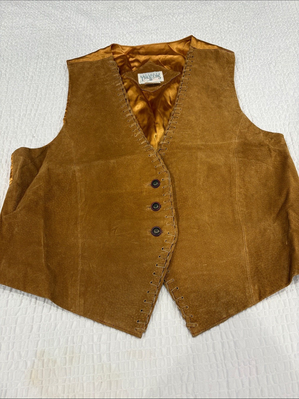 Northern Traditions Vintage Suede Vest in Honey Brown
Size L